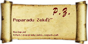 Poparadu Zekő névjegykártya